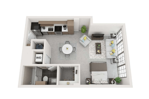 Floor plan for studio, 560 sqft
